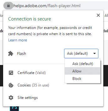 allow flash player