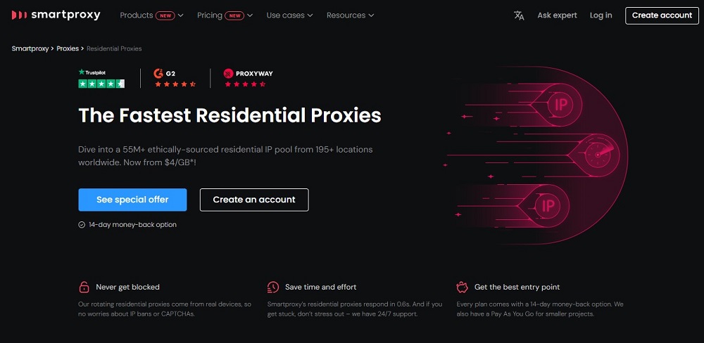 Smartproxy Residential Homepage